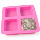 Square silicone soap mould – 4 cavities for glycerine soap, layered soap & DIY soaps Multi soap casting mould 
