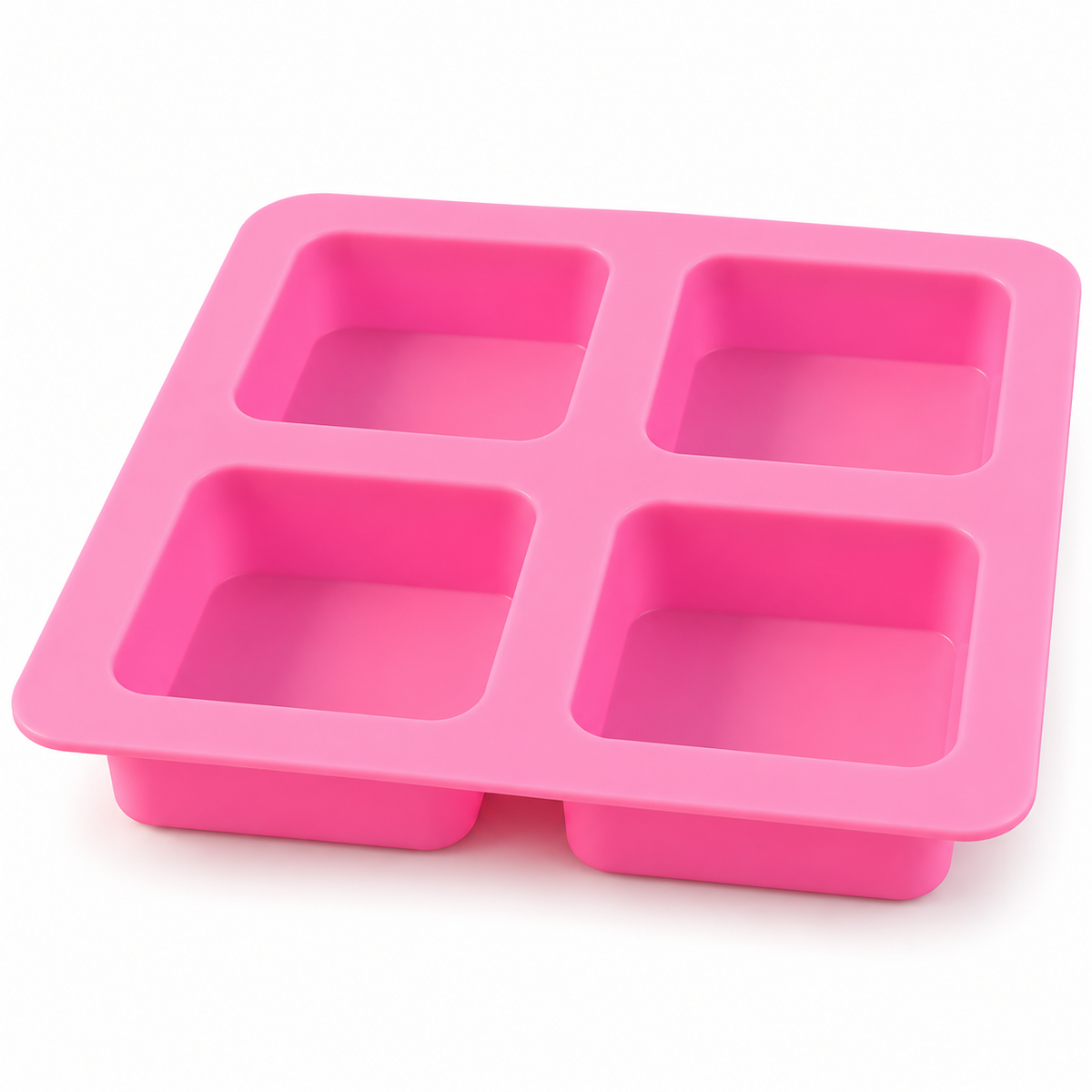 Square silicone soap mould – 4 cavities for glycerine soap, layered soap & DIY soaps Multi soap casting mould 