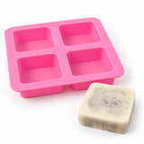 Square silicone soap mould – 4 cavities for glycerine soap, layered soap & DIY soaps Multi soap casting mould 