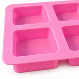 Square silicone soap mould – 4 cavities for glycerine soap, layered soap & DIY soaps Multi soap casting mould 