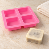 Square silicone soap mould – 4 cavities for glycerine soap, layered soap & DIY soaps Multi soap casting mould 