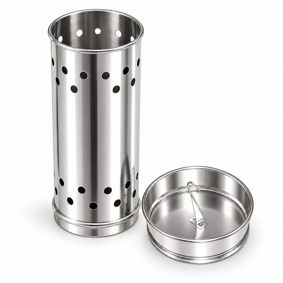 Scatoletta per zolfo Maxi in acciaio inox con gancio di sospensione – Ø 9 cm 