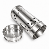 Scatoletta per zolfo Maxi in acciaio inox con gancio di sospensione – Ø 9 cm 