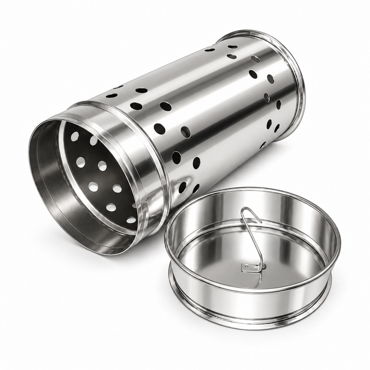 Scatoletta per zolfo Maxi in acciaio inox con gancio di sospensione – Ø 9 cm 