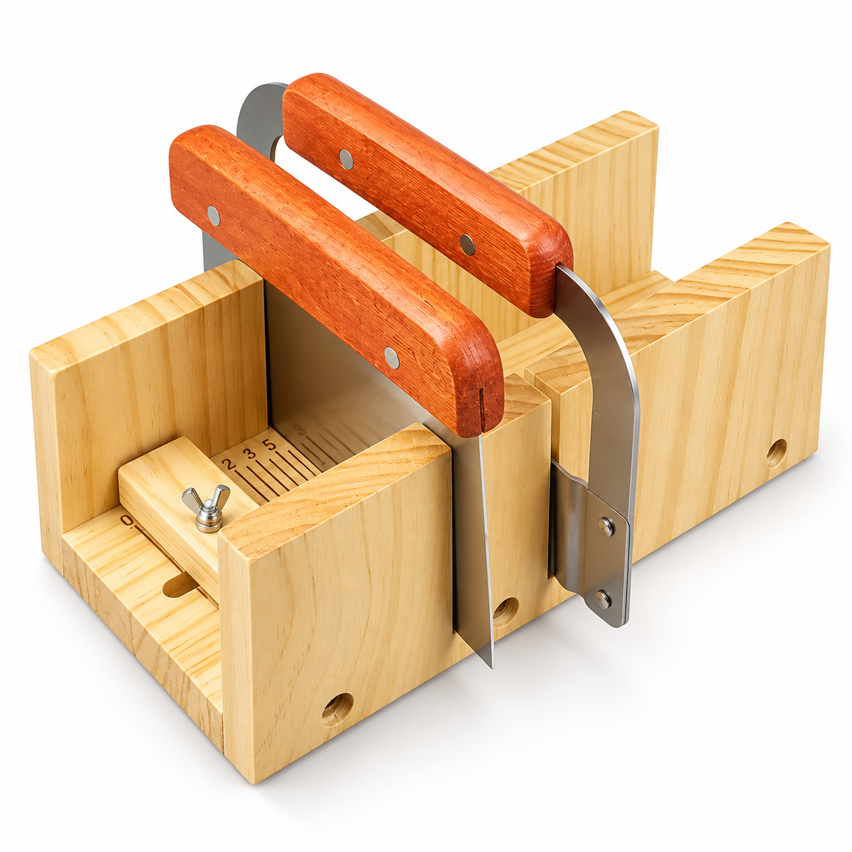 Einstellbarer Holz-Seifenschneider mit 2 Messern – glatt & Welle