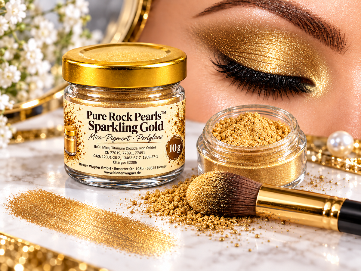 Seifenfarbe Gold – Mica Pigment für Seife, Kerzen &amp; Kosmetik | Pure Rock Pearls™ Sparkling Gold