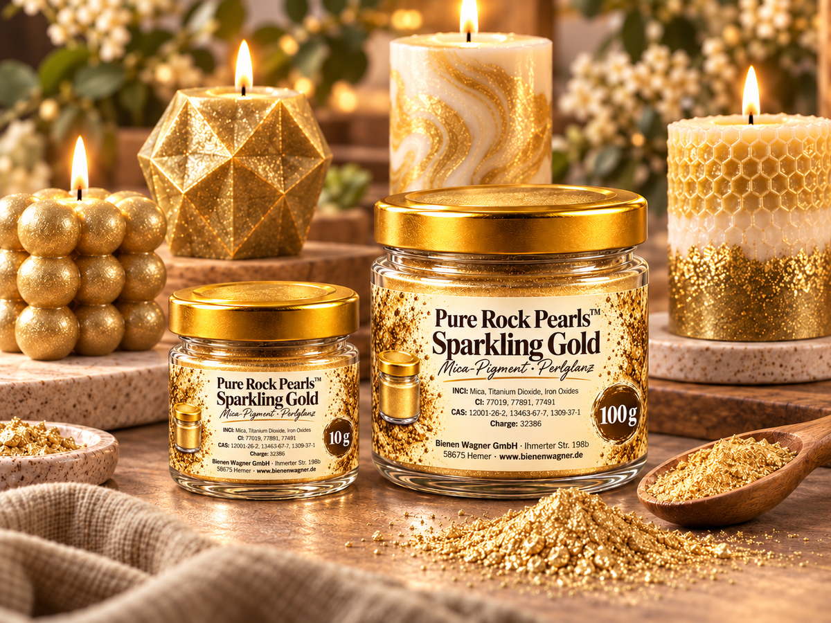 Seifenfarbe Gold – Mica Pigment für Seife, Kerzen &amp; Kosmetik | Pure Rock Pearls™ Sparkling Gold