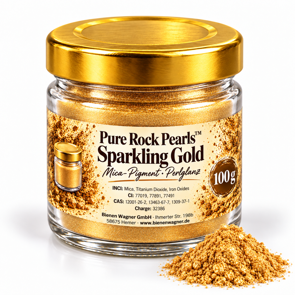 Seifenfarbe Gold – Mica Pigment für Seife, Kerzen &amp; Kosmetik | Pure Rock Pearls™ Sparkling Gold