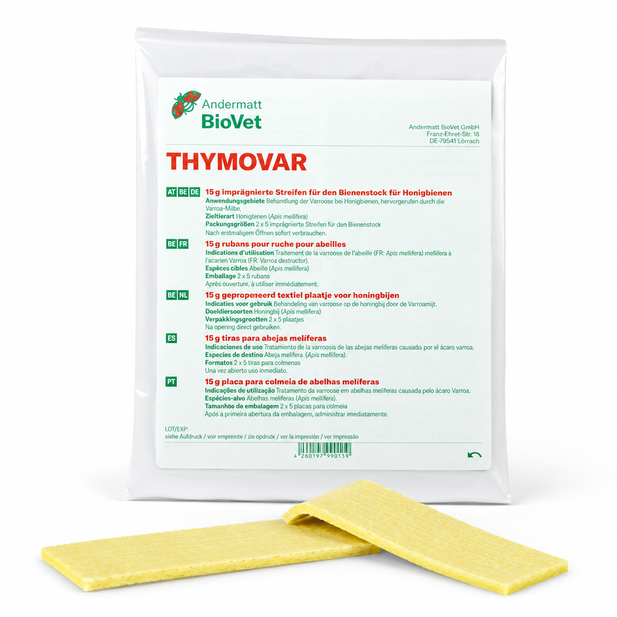 THYMOVAR® gegen Varroa Tymaol 2x5 Schwammtuch Plättchen Präparat für Sommerbehandlung
