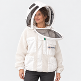 API STYLE Imkerjacke Unisex Weiss – voll belüftet mit 3-Lagen-Gewebe und abnehmbarem Astronautenschleier