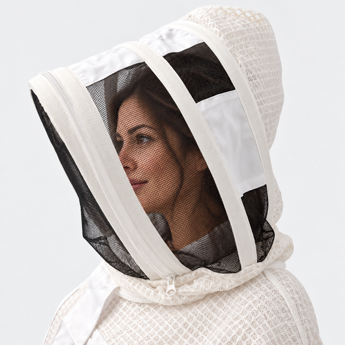 API STYLE Imkerjacke Unisex Weiss – voll belüftet mit 3-Lagen-Gewebe und abnehmbarem Astronautenschleier