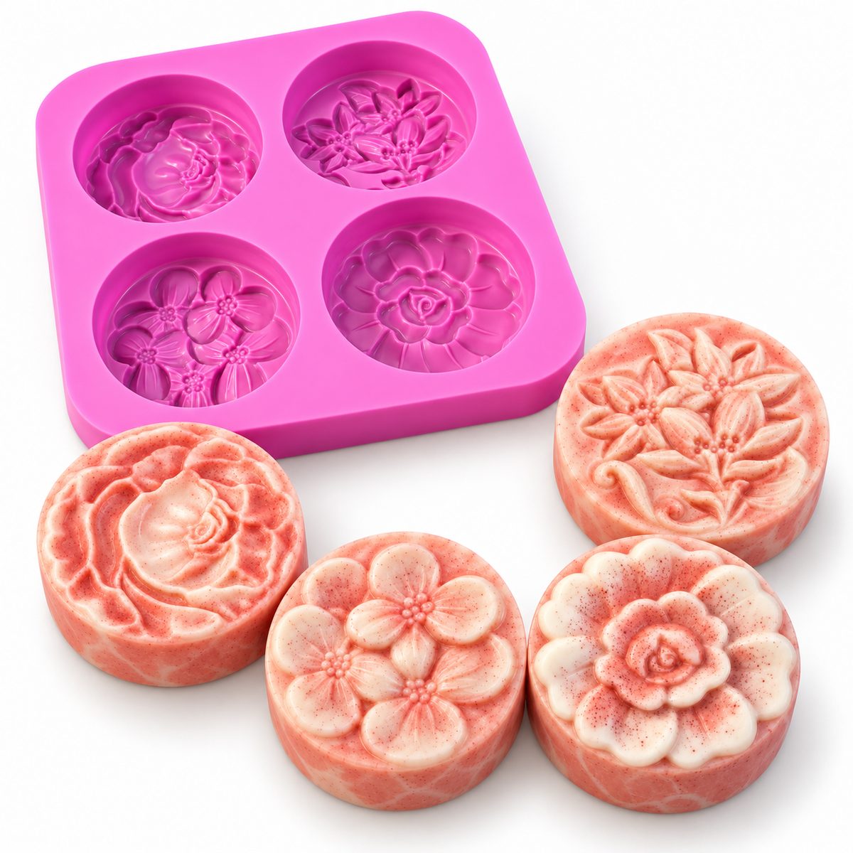 Angel with stars silicone soap mold – 4 cavities with 2 angel designs for glycerin soap, multi-cavity soap casting mold (Copy) (Copy) 