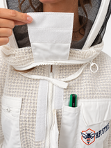 API STYLE Imkerjacke Unisex Weiss – voll belüftet mit 3-Lagen-Gewebe und abnehmbarem Astronautenschleier