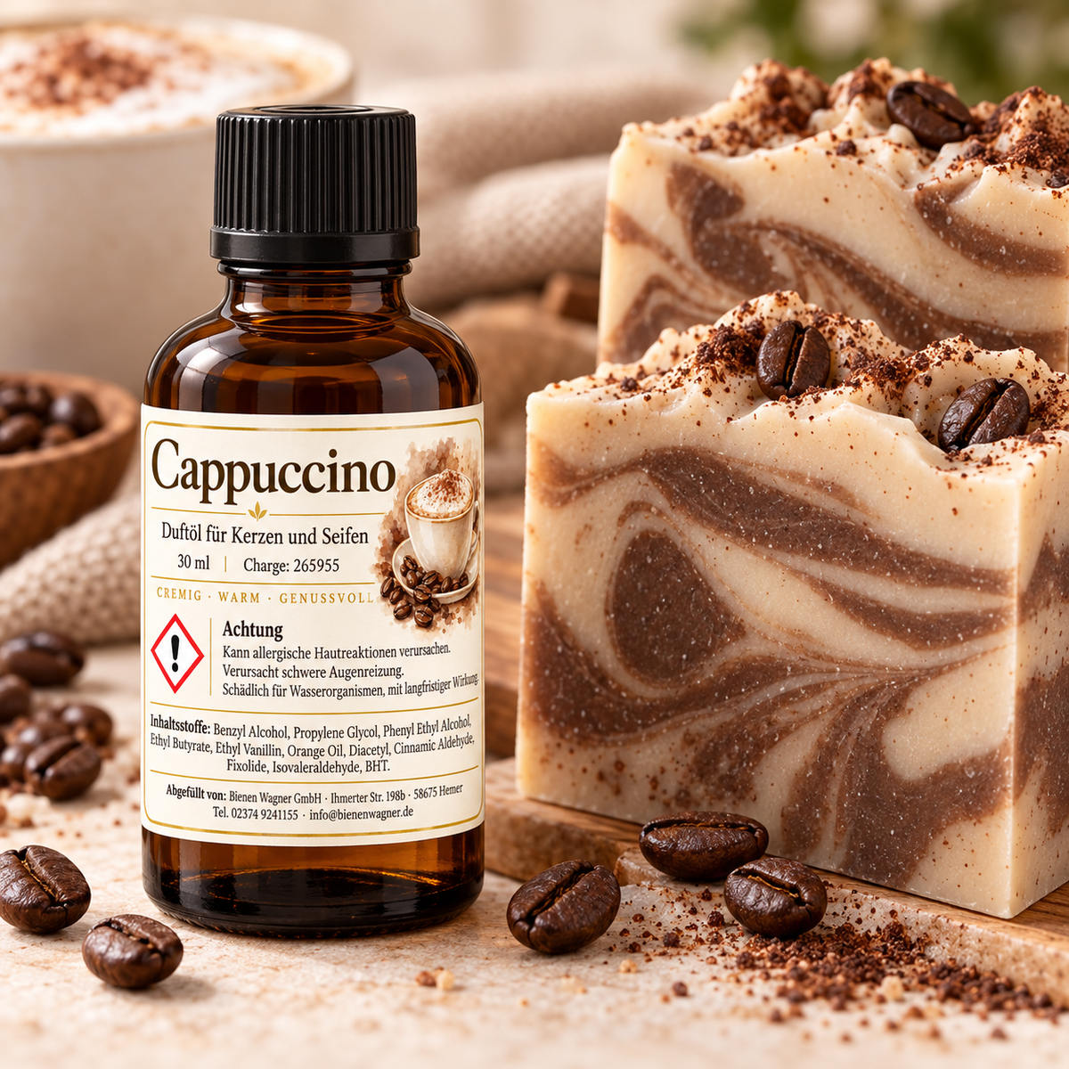 Cappuccino Fragrance Oil 30 ml – Coffee Fragrance for Candles & Soaps 