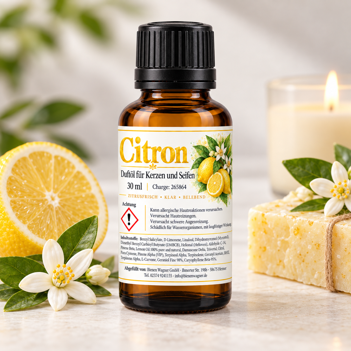 Citron Fragrance Oil 30 ml – Lemon Fragrance for Candles & Soaps 