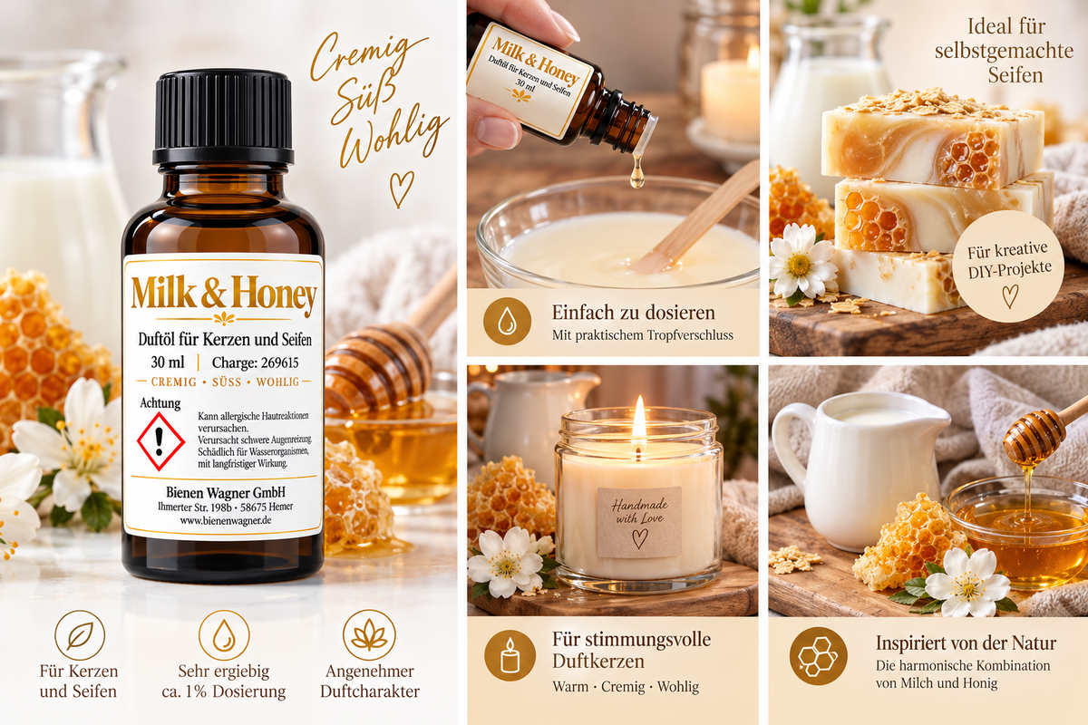 Milk & Honey Duftöl 30 ml – Milch & Honig Duft für Kerzen & Seifen
