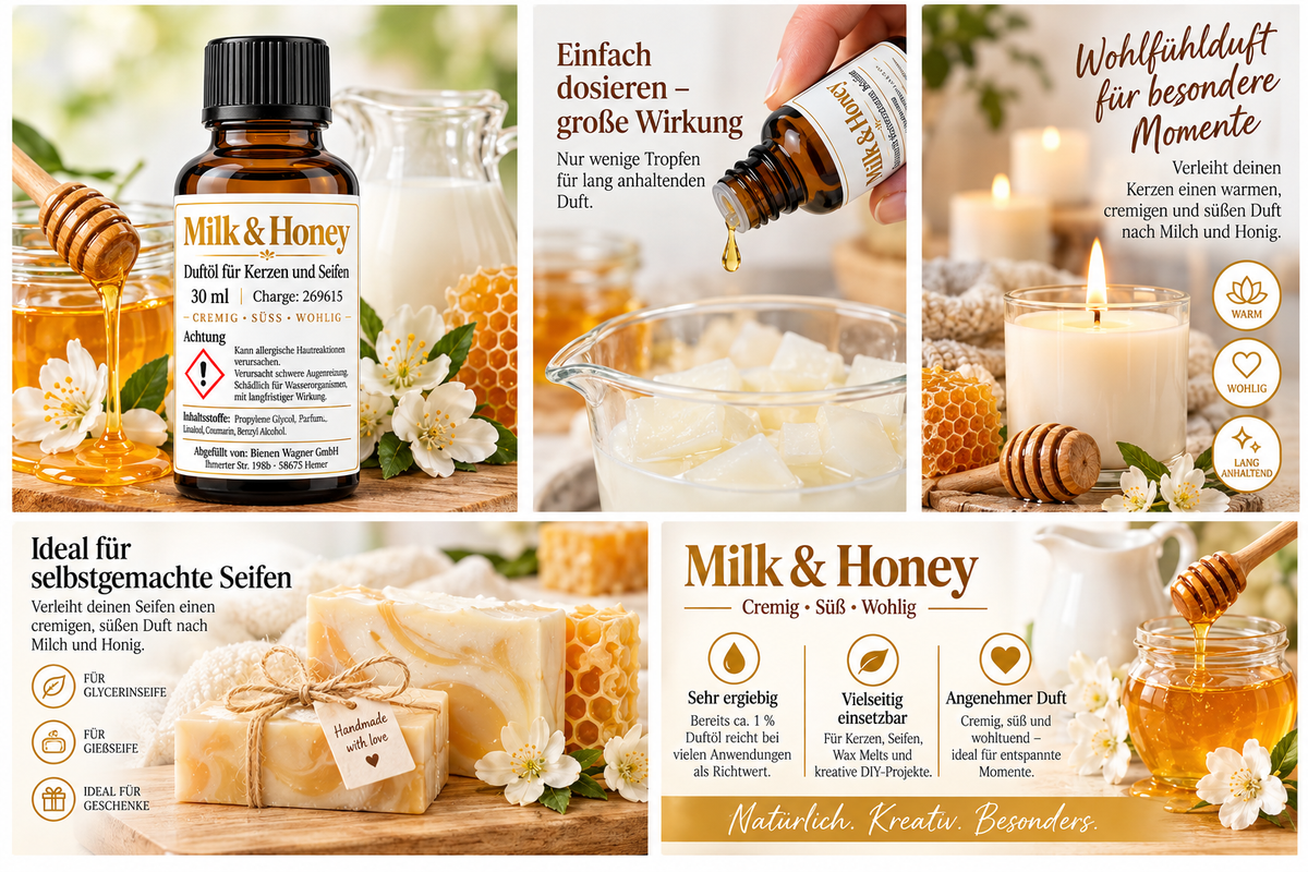 Milk & Honey Duftöl 30 ml – Milch & Honig Duft für Kerzen & Seifen