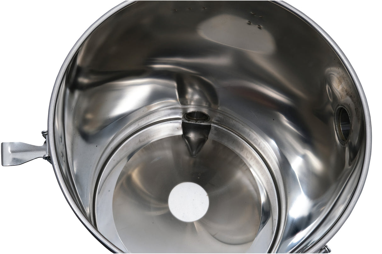 Remplisseuse pour sol incliné Bienenwagner 50 kg en acier inoxydable avec seau de remplissage chauffant