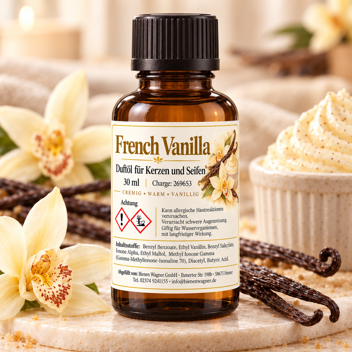 French Vanilla Fragrance Oil 30 ml – Vanilla fragrance for candles & soaps 