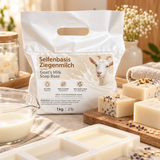 Ziegenmilch Seifenbasis 1 kg – weiße Glycerin-Rohseife zum Seifengießen